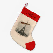 Santa over Parijs Persoonlijke Stocking Kleine Kerstsok (Voorkant (Hangend))