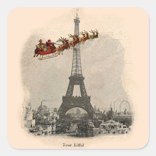  Santa over Paris Kerst sticker (Voorkant)