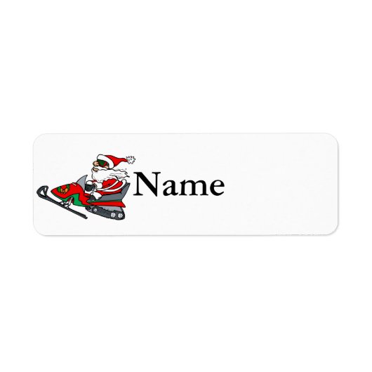 santa over sneeuwmobiel etiket (Voorkant)