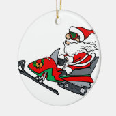 santa over sneeuwmobiel keramisch ornament (Links)
