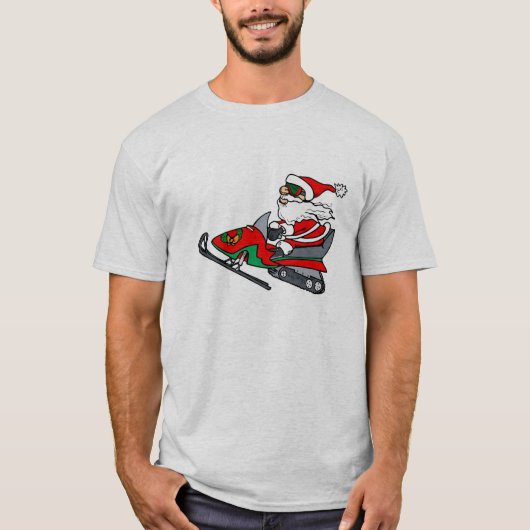 santa over sneeuwmobiel t-shirt (Voorkant)