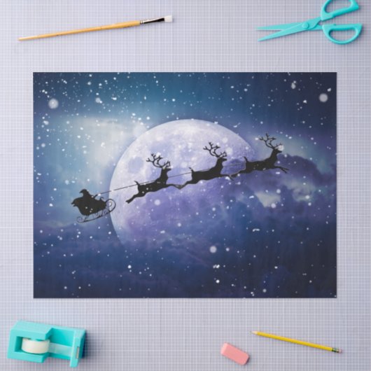 santa over the moon tissue paper tissuepapier (Craft)