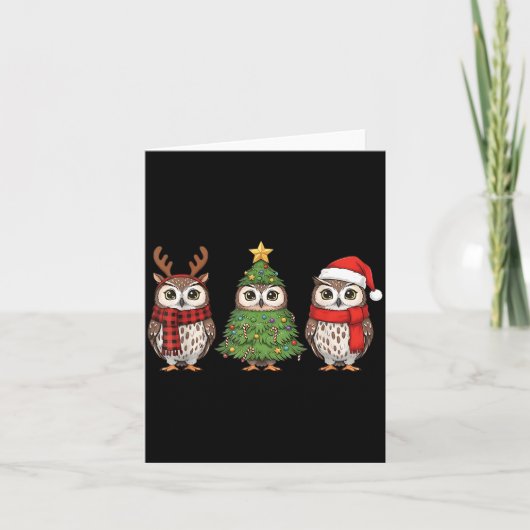 Santa Owl Christmas Tree Owl Lover Animal Xmas Paj Kaart (Voorkant)