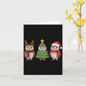 Santa Owl Christmas Tree Owl Lover Animal Xmas Paj Kaart (Gele Bloem)