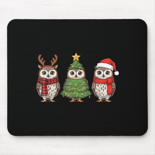 Santa Owl Christmas Tree Owl Lover Animal Xmas Paj Muismat (Voorkant)