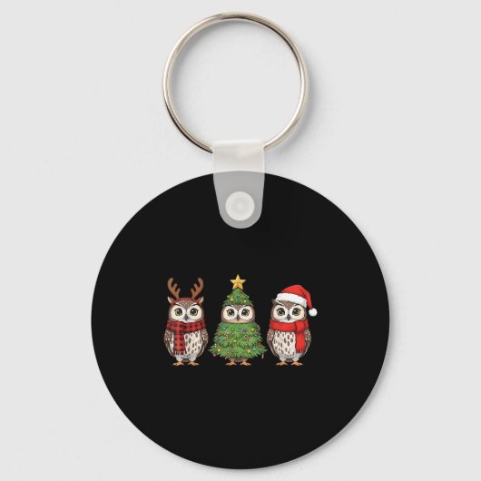 Santa Owl Christmas Tree Owl Lover Animal Xmas Paj Sleutelhanger (Voorkant)
