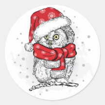 SANTA OWL Classic Ronde Sticker
