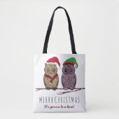 Santa Owl en Elf Owl Canvas tas (Voorkant)