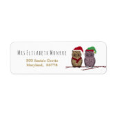 Santa Owl en Elf Owl Etiket (Voorkant)