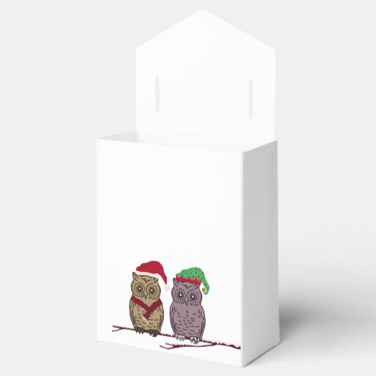 Santa Owl en Elf Owl Favor Box Bedankdoosjes (Geopend)