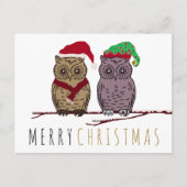 Santa Owl en Elf Owl Holiday Briefkaart (Voorkant)
