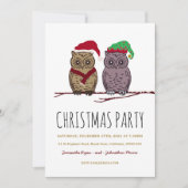 Santa Owl en Elf Owl Holiday Card Feestdagenkaart (Voorkant)