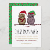 Santa Owl en Elf Owl Holiday Card Feestdagenkaart (Voorkant / Achterkant)