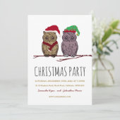 Santa Owl en Elf Owl Holiday Card Feestdagenkaart (Staand voorkant)