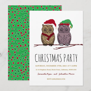 Santa Owl en Elf Owl Holiday Card Feestdagenkaart