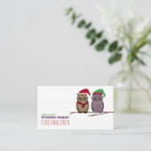 Santa Owl en Elf Owl, kerstkaartje Informatiekaartje (Staand voorkant)