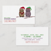 Santa Owl en Elf Owl, kerstkaartje Informatiekaartje (Voorkant / Achterkant)