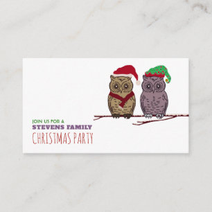 Santa Owl en Elf Owl, kerstkaartje Informatiekaartje
