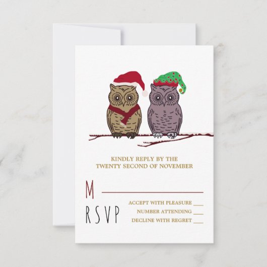 Santa Owl en Elf Owl RSVP (Voorkant)