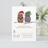 Santa Owl en Elf Owl RSVP (Staand voorkant)