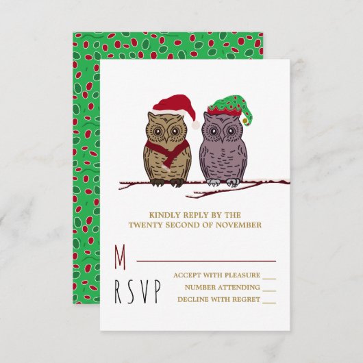 Santa Owl en Elf Owl RSVP (Voorkant / Achterkant)