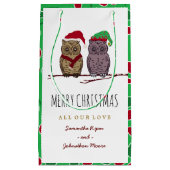 Santa Owl en Elf Owl Small Gift Bag Klein Cadeauzakje (Voorkant)