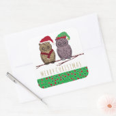Santa Owl en Elf Owl Square Sticker (Envelop)