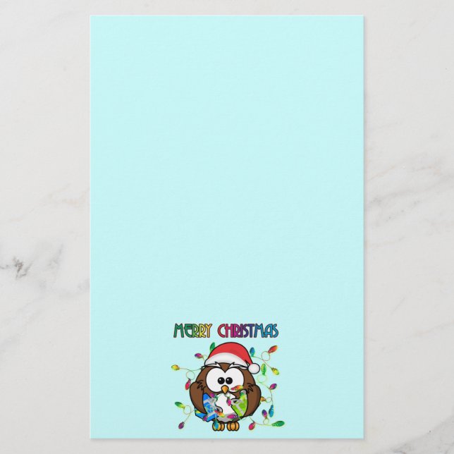 Santa owl en kerstverlichting (Voorkant)