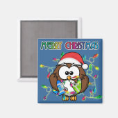 Santa owl en kerstverlichting magneet (Voorkant / Achterkant)