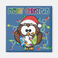 Santa owl en kerstverlichting