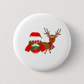 Santa Owl en Ronde Button 5,7 Cm (Voorkant)