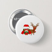 Santa Owl en Ronde Button 5,7 Cm (Voorkant /achterkant)