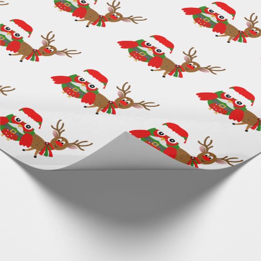 Santa Owl en Rudolph Cadeaupapier (Hoek)