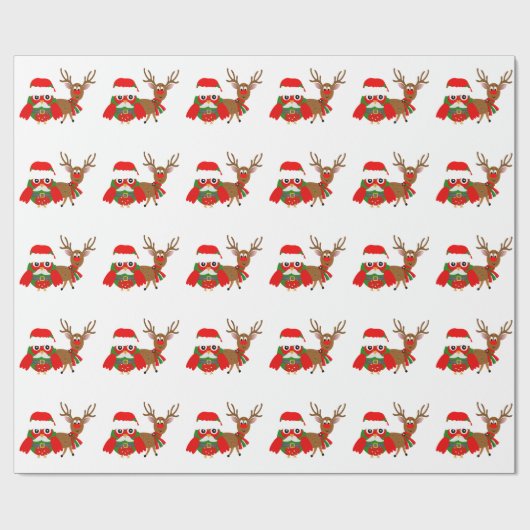 Santa Owl en Rudolph Cadeaupapier (Vlak)