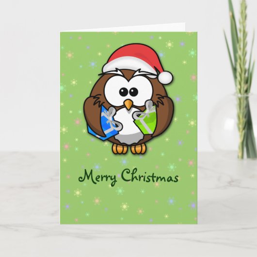 Santa owl feestdagen kaart (Voorkant)