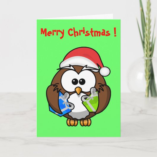 SANTA OWL FEESTDAGEN KAART (Voorkant)