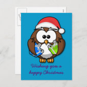 Santa owl feestdagenkaart (Voorkant / Achterkant)