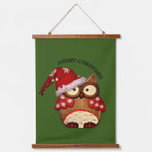Santa Owl met een rode kersthoed Hangend Wandkleed (Voorkant)