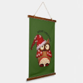 Santa Owl met een rode kersthoed Hangend Wandkleed (Gebogen)