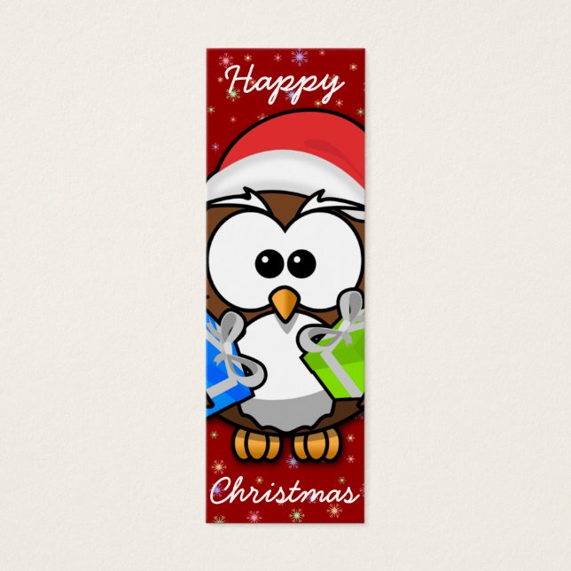 Santa owl mini visitekaartjes (Voorkant)