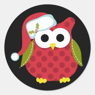 Santa Owl Ronde Sticker