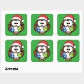 SANTA OWL VIERKANTE STICKER (Vel)