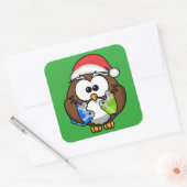 SANTA OWL VIERKANTE STICKER (Envelop)