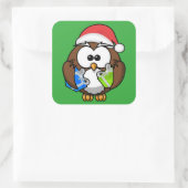 SANTA OWL VIERKANTE STICKER (Tas)