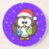 Santa owl zandsteen onderzetter (Voorkant)