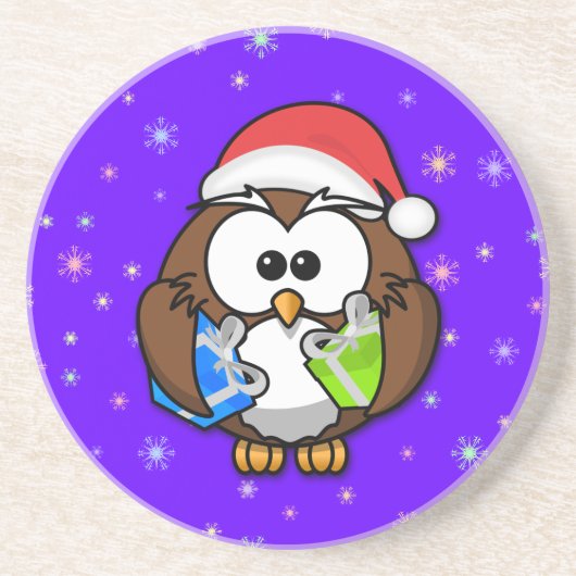 Santa owl zandsteen onderzetter (Voorkant)