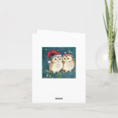 Santa Owls met petten Kerst Kaart (Achterkant)