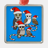 Santa Owls Metalen Ornament (Voorkant)