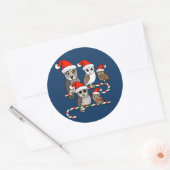 Santa Owls Ronde Sticker (Envelop)