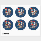 Santa Owls Ronde Sticker (Vel)